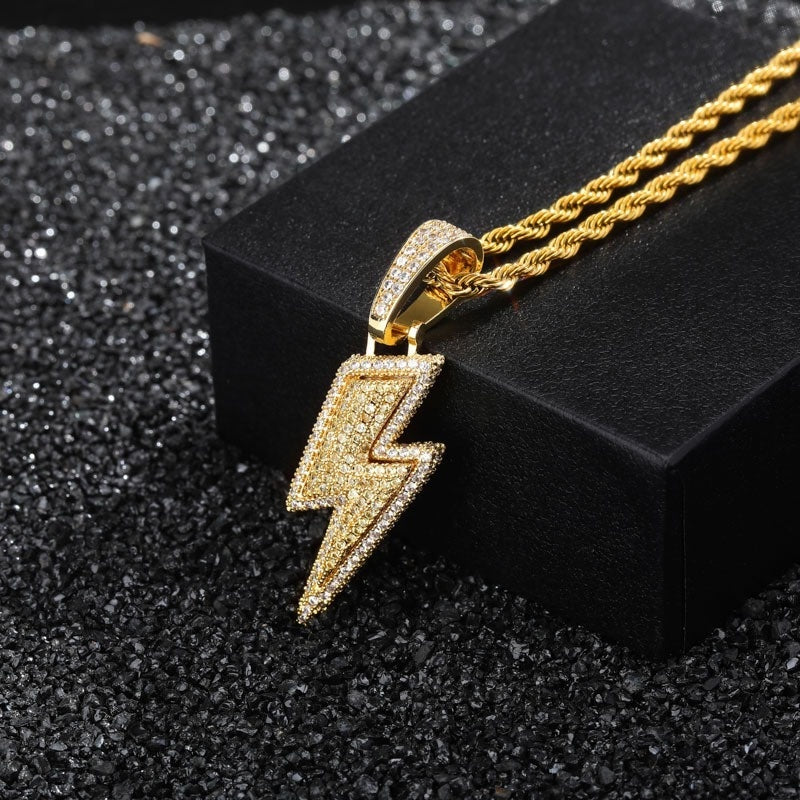 Hot Selling Lightning Hip Hop Pendant Micro-inlaid Zircon Hip Hop Fashion Trendy Hip Hop Jewelry - KKscollecation