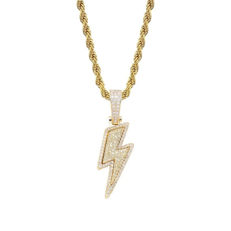 Hot Selling Lightning Hip Hop Pendant Micro-inlaid Zircon Hip Hop Fashion Trendy Hip Hop Jewelry - KKscollecation