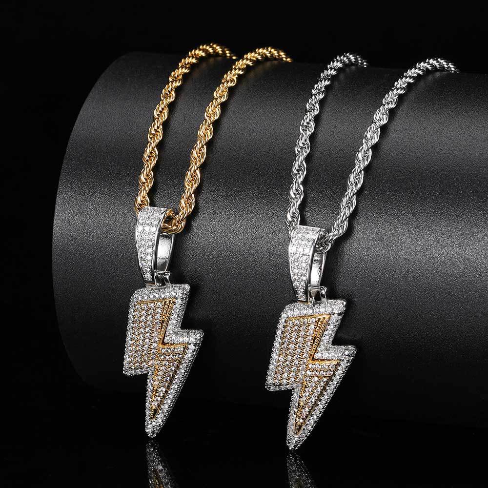 Hot Selling Lightning Hip Hop Pendant Micro-inlaid Zircon Hip Hop Fashion Trendy Hip Hop Jewelry - KKscollecation