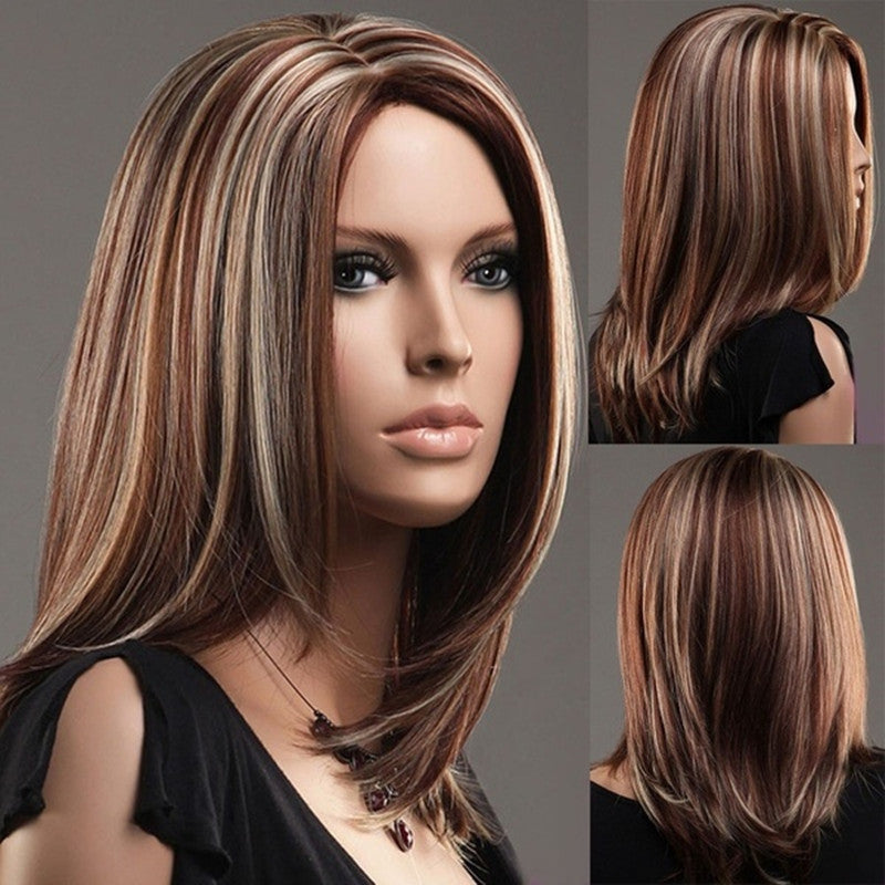 Wigs Are Divided Into Medium And Long Hair, Linen Brown Highlights And Mixed Colors - KKscollecation