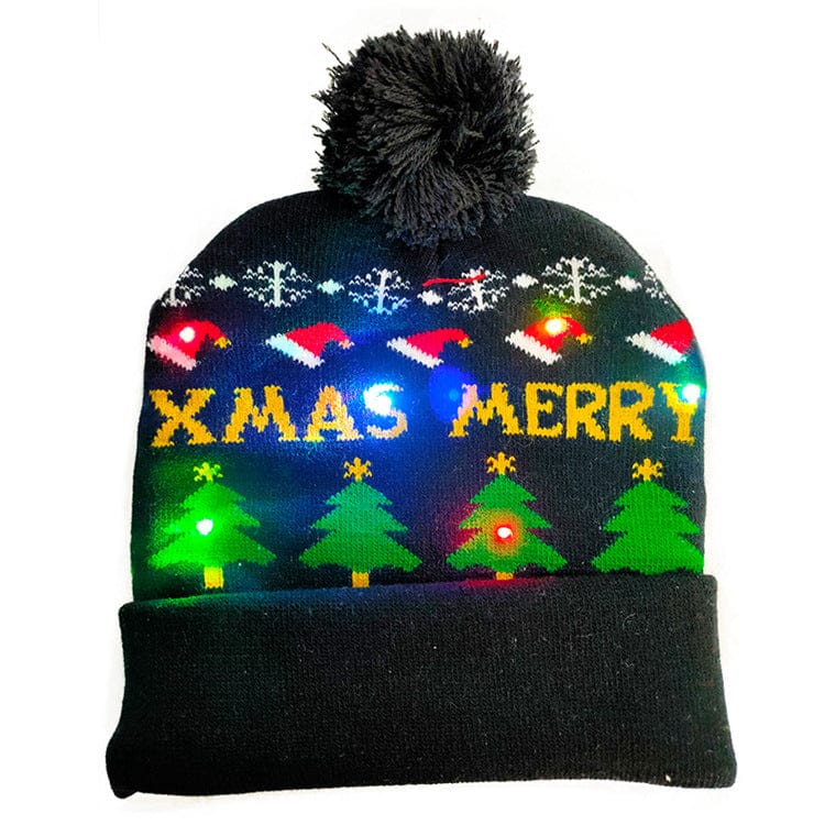 LED Christmas Hat Sweater Knitted Beanie Christmas Light Up Knitted Hat Christmas Gift Adult Kids Xmas 2022 New Year Decorations - KKscollecation