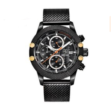 Men's Quartz Watch Sports Calendar Wire Mesh with Men's Quartz Watch - KKscollecation