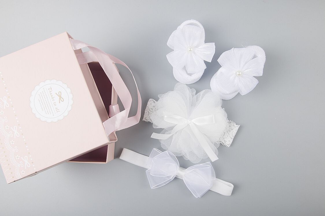 New baby hair accessories socks and shoes set box - KKscollecation