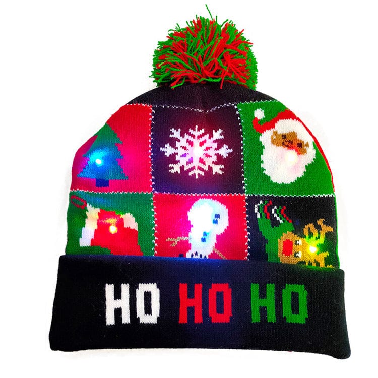 LED Christmas Hat Sweater Knitted Beanie Christmas Light Up Knitted Hat Christmas Gift Adult Kids Xmas 2022 New Year Decorations - KKscollecation