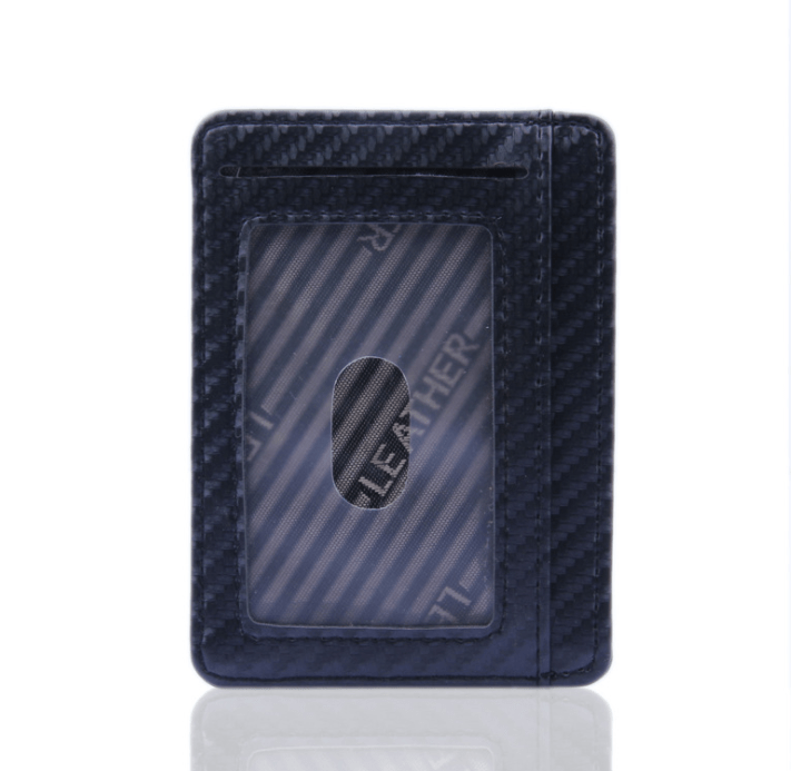 2021 New Fashion Pu Leather Carbon Fiber Wallet Mini Slim Wallets Business Men Credit Card ID Holder with RFID Anti - chief Purse - Krosscanada