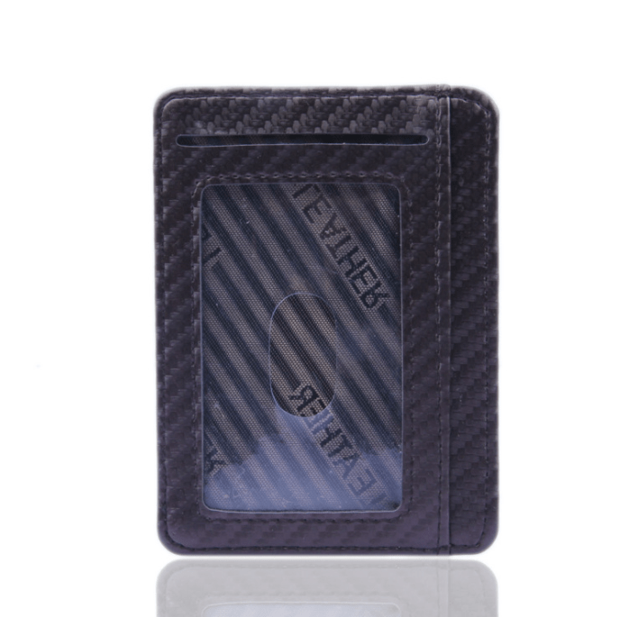 2021 New Fashion Pu Leather Carbon Fiber Wallet Mini Slim Wallets Business Men Credit Card ID Holder with RFID Anti - chief Purse - Krosscanada