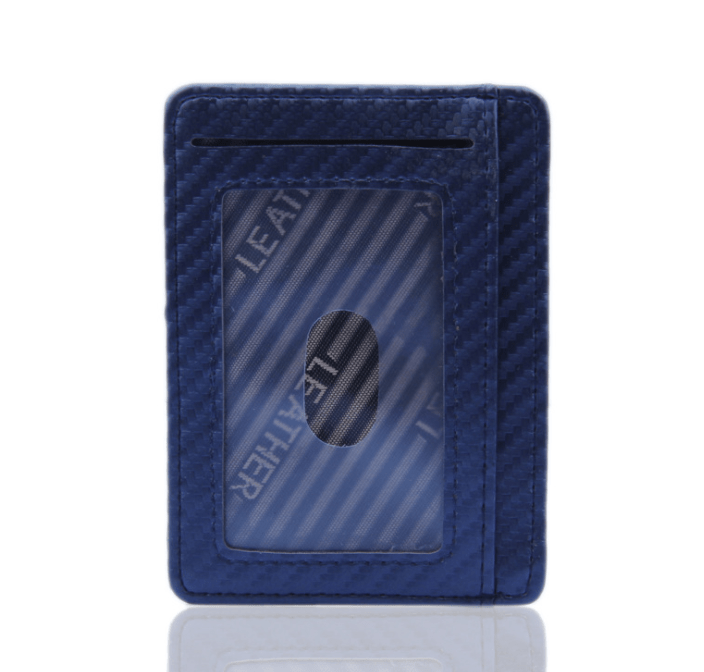 2021 New Fashion Pu Leather Carbon Fiber Wallet Mini Slim Wallets Business Men Credit Card ID Holder with RFID Anti - chief Purse - Krosscanada