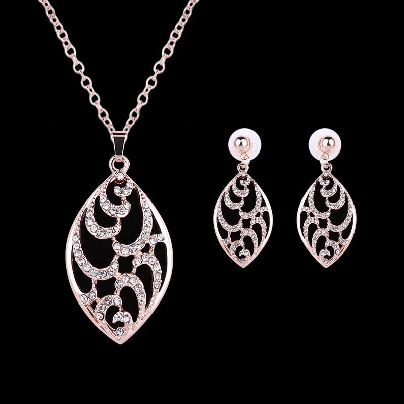 2021 new jewelry, foreign trade manufacturer supply necklace, earring two sets, bridal wedding party, gift jewelry - Krosscanada