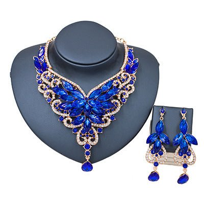 2021 speed selling explosion, African, European and American color exaggerated bride necklace earrings set of alloy manufacturers - Krosscanada