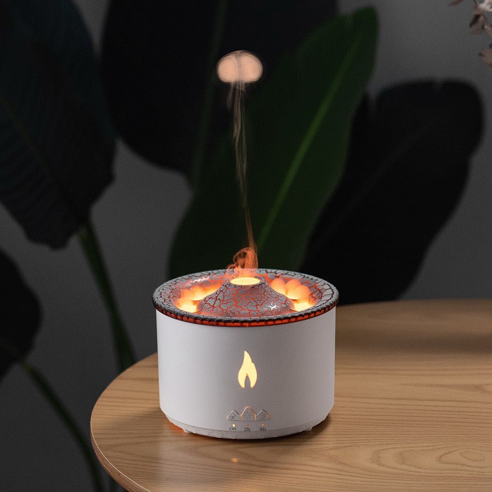 2022 New Creative Ultrasonic Essential Oil Humidifier Volcano Aromatherapy Machine Spray Jellyfish Air Flame Humidifier Diffuser - Krosscanada