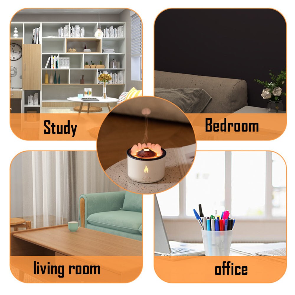 2022 New Creative Ultrasonic Essential Oil Humidifier Volcano Aromatherapy Machine Spray Jellyfish Air Flame Humidifier Diffuser - Krosscanada