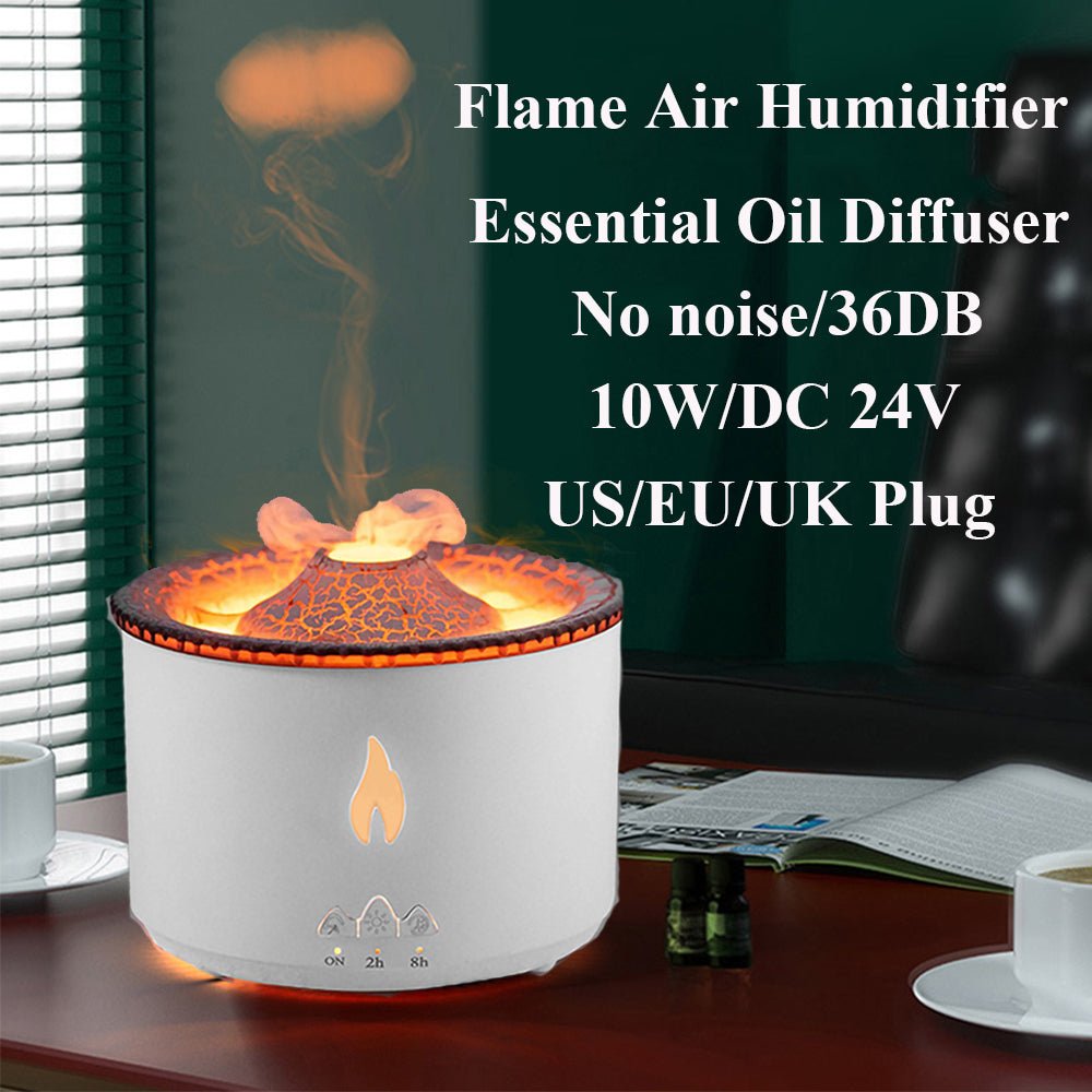 2022 New Creative Ultrasonic Essential Oil Humidifier Volcano Aromatherapy Machine Spray Jellyfish Air Flame Humidifier Diffuser - Krosscanada