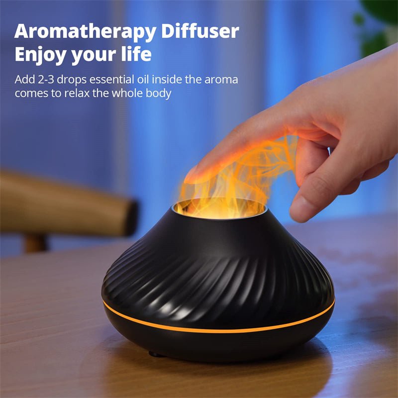 2022 New Volcanic Flame Aroma Diffuser Essential Oil Lamp 130ml USB Portable Air Humidifier With Color Night Light Mist Maker Fogger LED Light - Krosscanada