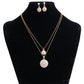 The bride jewelry two piece Necklace Earrings Set Round Diamond Jewelry Set Gold Jewellery Set - KKscollecation
