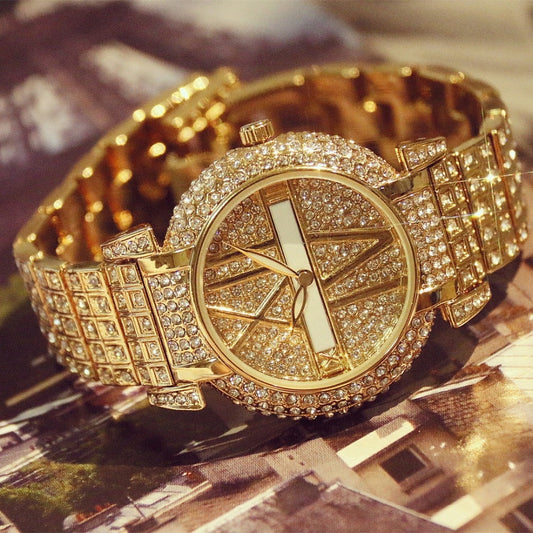 Luxury Diamond Women Watches Fashion Brand Stainless Steel Bracelet Wrist Watch Women Design Quartz Watch Clock relogio feminino - KKscollecation