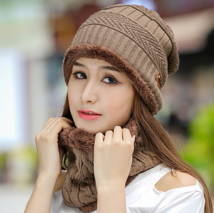 Knit Hat Female Winter ThickeningCap Warm Earmuffscap Head Outdoor Cycling Korean Version Of The Tide Collar Wool Hat - KKscollecation