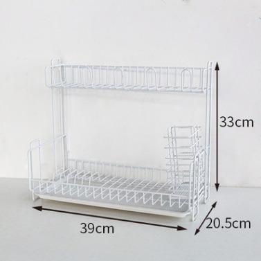 Multi-function kitchen storage rack double-layer tableware dish drain rack - KKscollecation