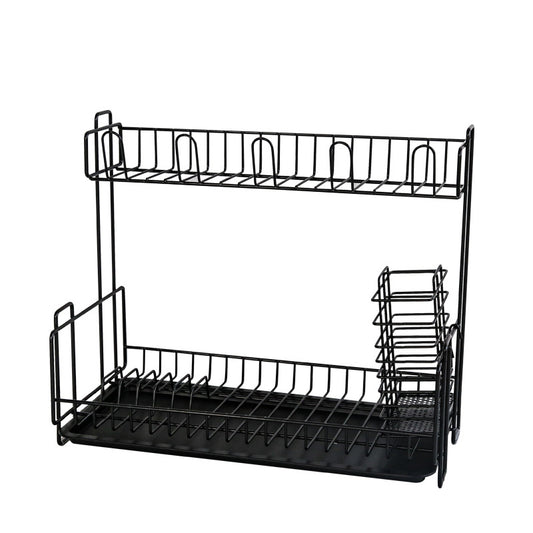 Multi-function kitchen storage rack double-layer tableware dish drain rack - KKscollecation