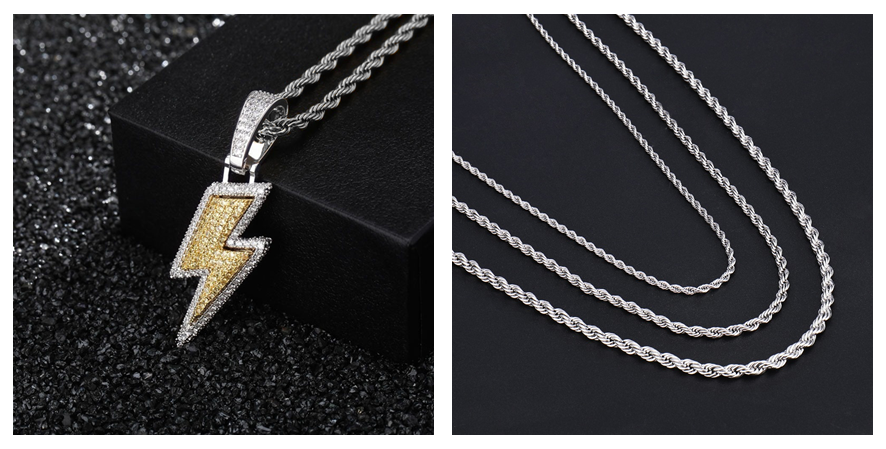 Hot Selling Lightning Hip Hop Pendant Micro-inlaid Zircon Hip Hop Fashion Trendy Hip Hop Jewelry - KKscollecation