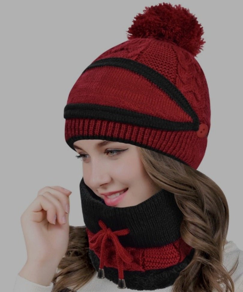 3 in 1 winter knitted beanie hat set - Krosscanada
