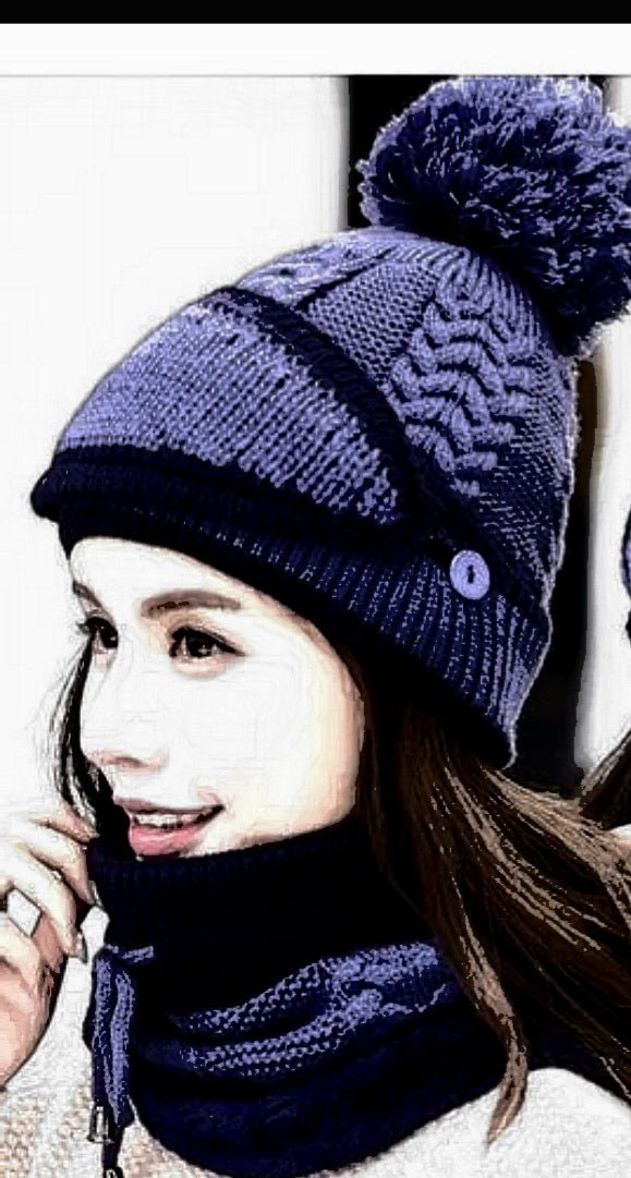 3 in 1 winter knitted beanie hat set - Krosscanada