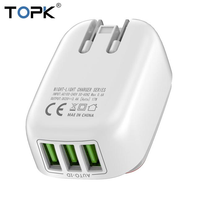 3 - Port Phone Charger With Dimming Nightlight - Krosscanada