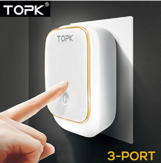 3 - Port Phone Charger With Dimming Nightlight - Krosscanada