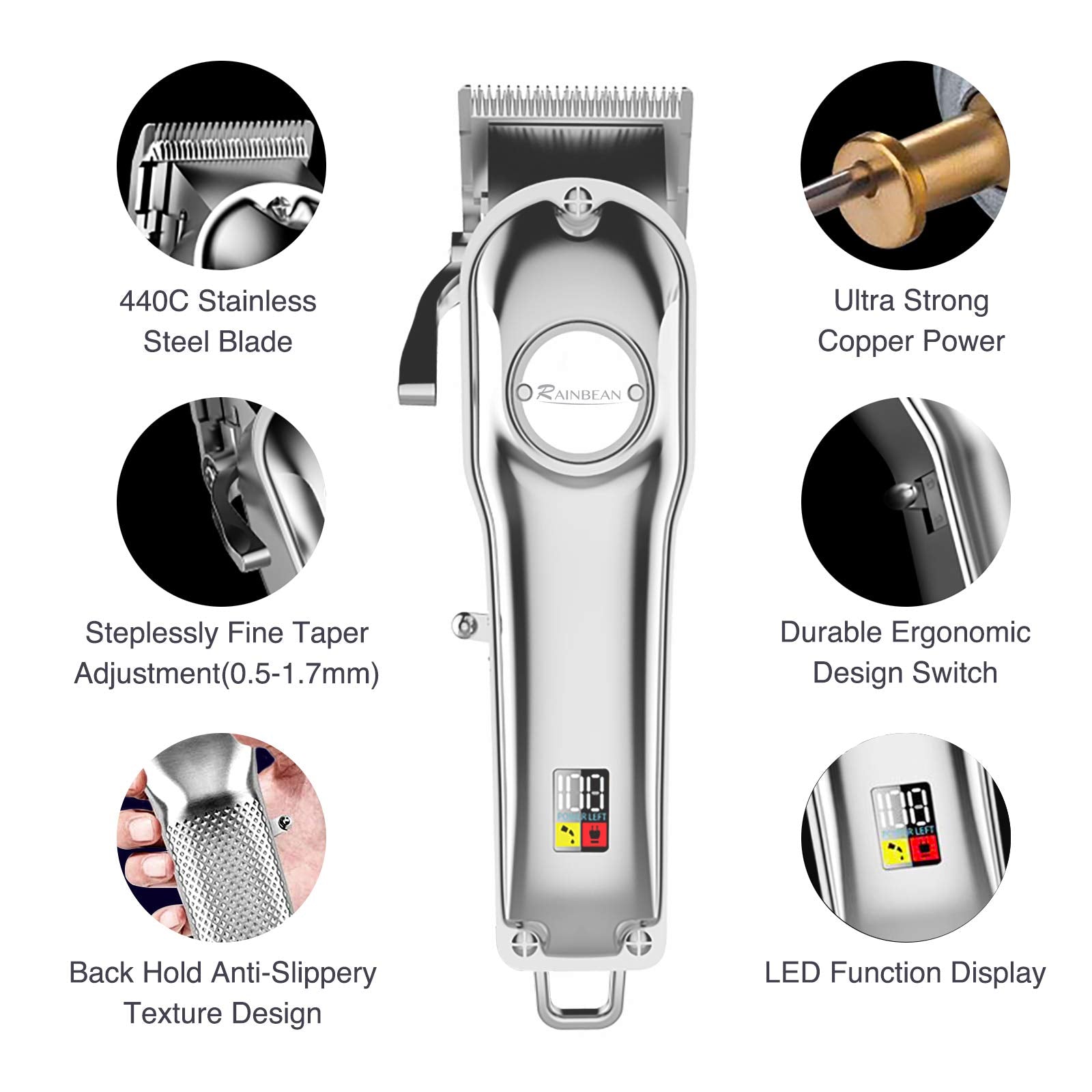 Men Hair Trimmer 3 in 1 IPX7 Waterproof Beard Trimmer Grooming Kit Cordless Hair Clipper for Women & Children LED Display USB Rechargeable Amazon Banned - KKscollecation