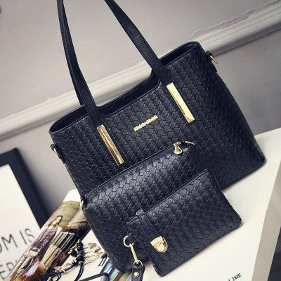 Lady bag spring 2021 European female bag leather braided composite bag three piece shoulder diagonal handbag