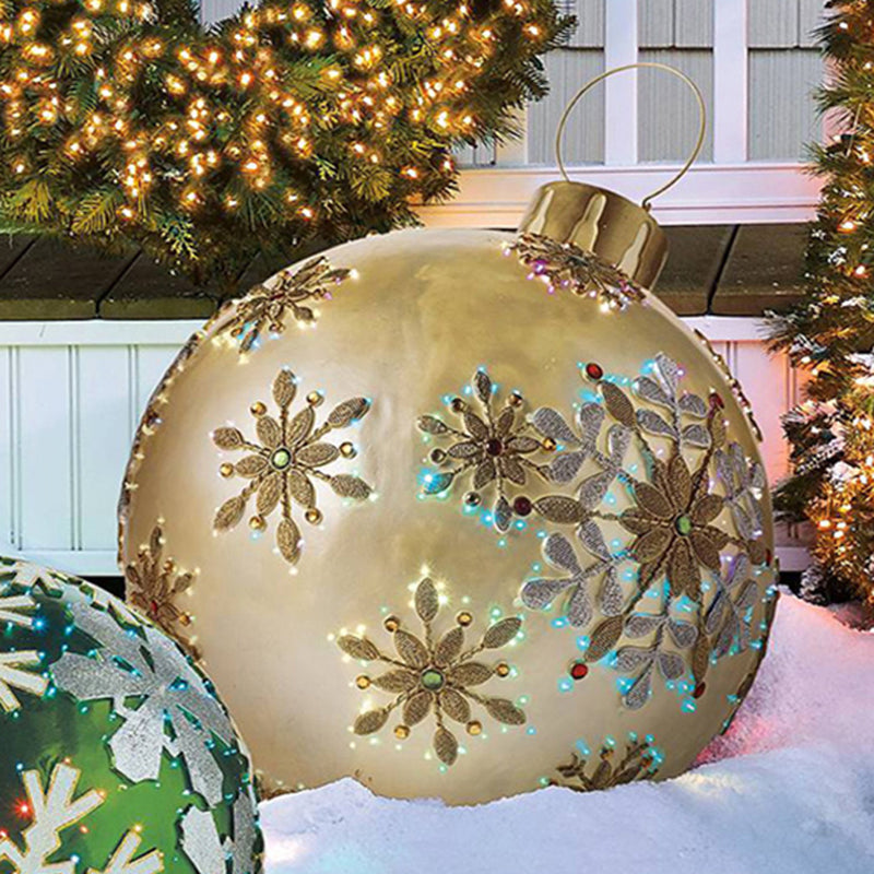 Christmas Ornament Ball Outdoor Pvc 60CM Inflatable Decorated Ball PVC Giant Big Large Balls Xmas Tree Decorations Toy Ball - KKscollecation