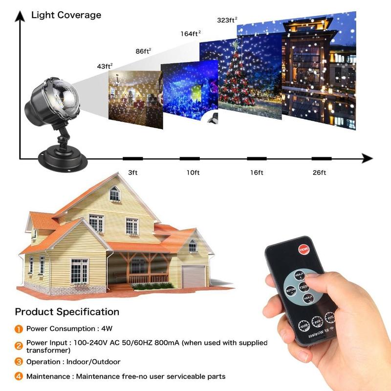 LED Christmas Light Projector Snow Projection Lamp - KKscollecation