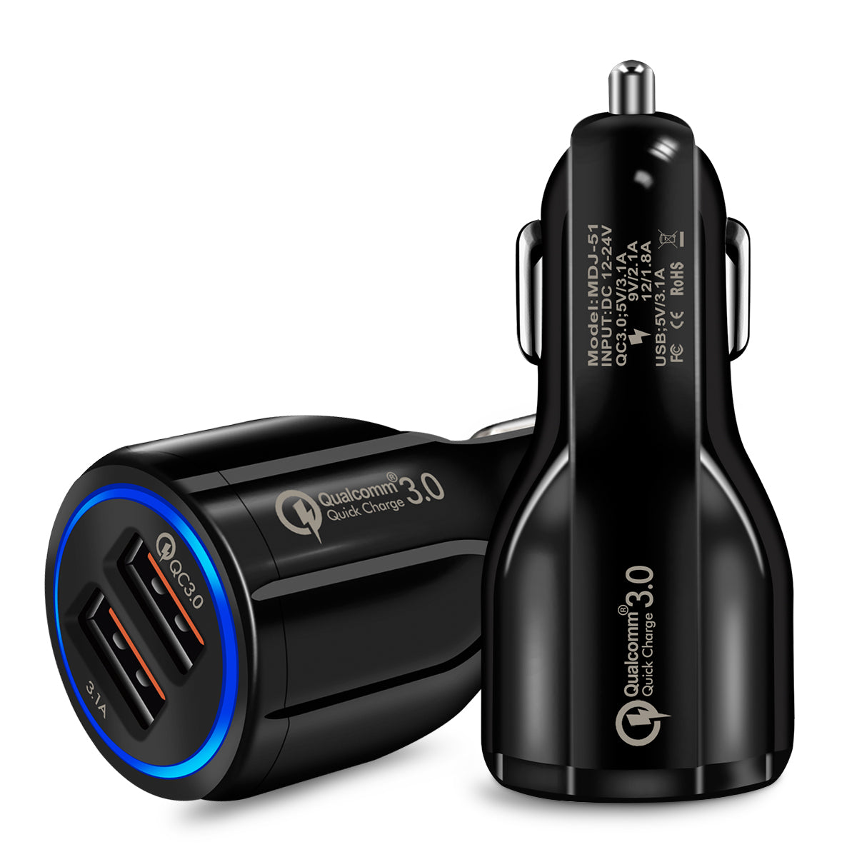 Quick Charge 3.0 Car Charger For Mobile Phone Dual Usb Car Charger Qualcomm Qc 3.0 Fast Charging Adapter Mini Usb Car Charger - KKscollecation