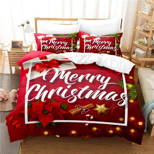 3D Printing Christmas Home Textile Three - piece Bedding - Krosscanada
