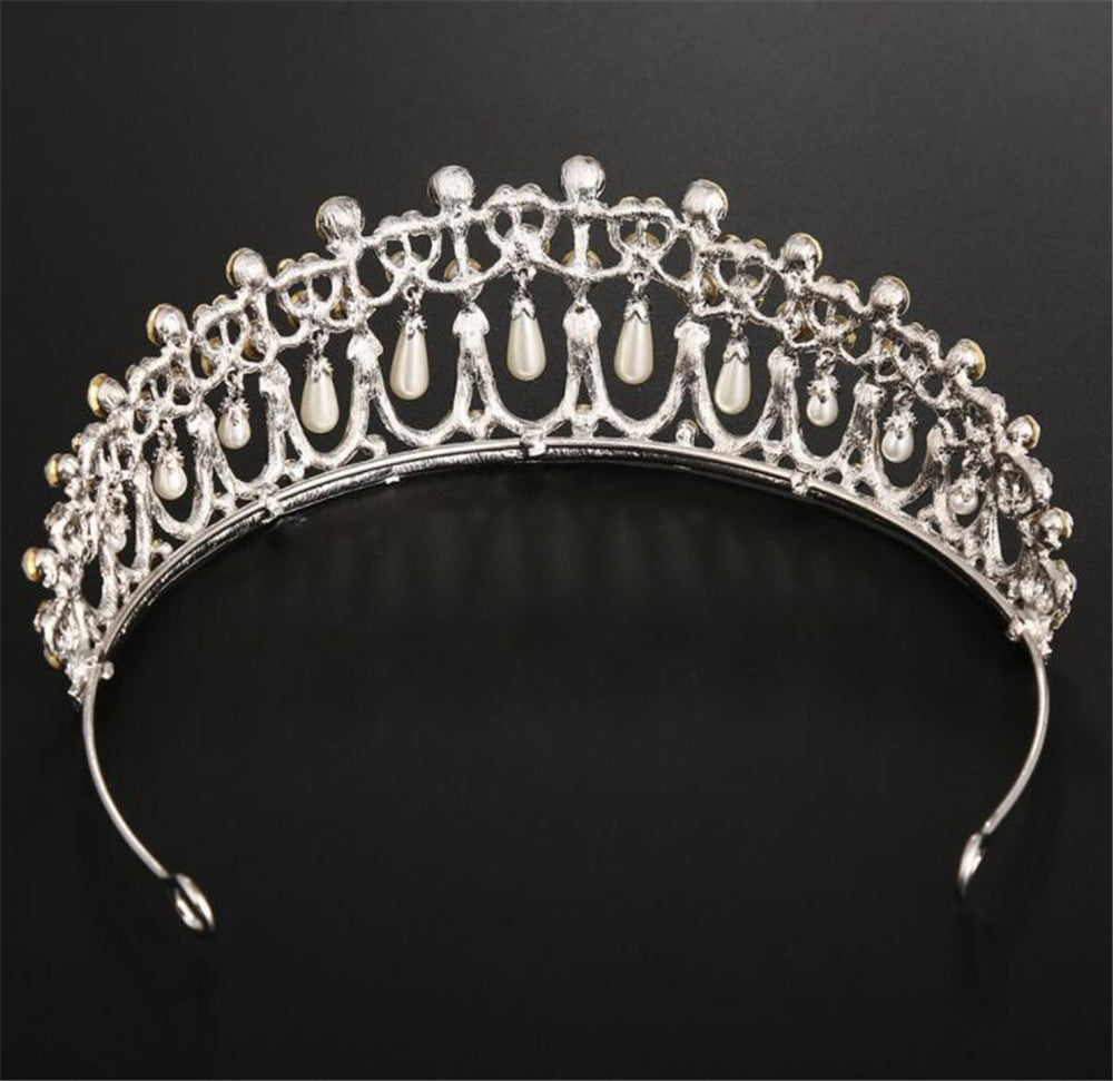 Bridal Crown Rhinestone Pearl Water Drop Hair Accessories Wedding Dress Ornaments - KKscollecation