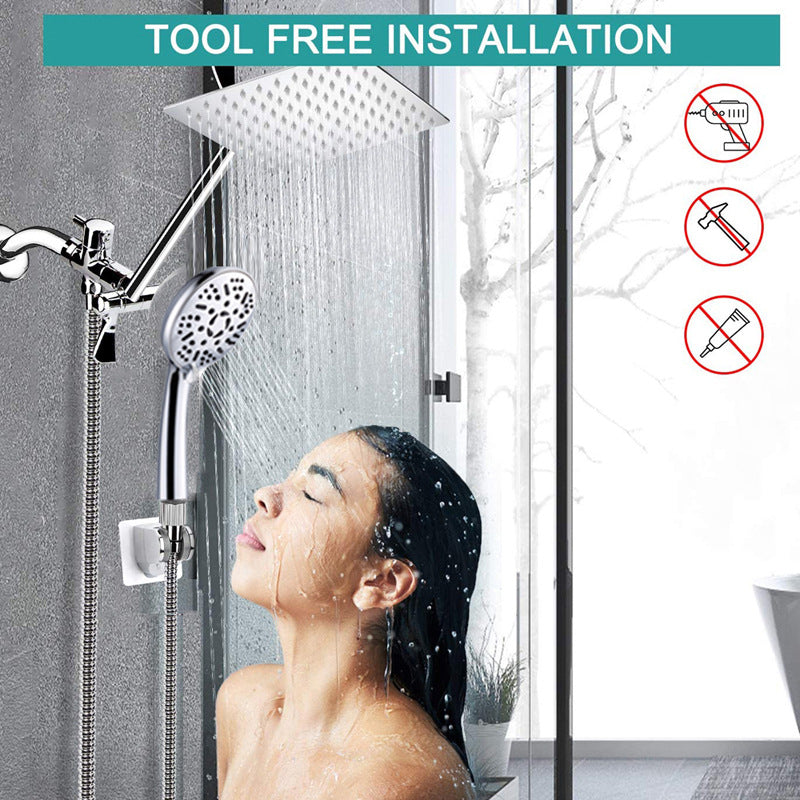 Stainless Steel Top Spray With Extension Rod 9 Function Handheld Dual Shower Set - KKscollecation