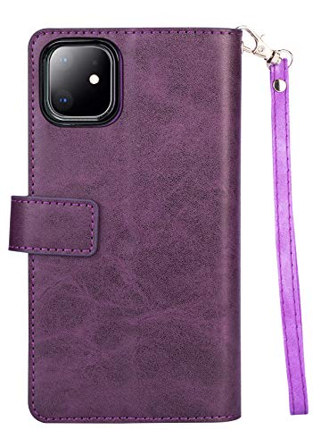 FLYEE Case Compatible with iPhone 12 Pro Max(6.7 inch,2020 Release),Wallet Case for Women and Girls with Card Holder,Detachable 2in1 Case Premium Leather Zipper Flip Case with Wrist Strap-Black - KKscollecation