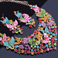 Handmade Polychrome Butterfly Crystal Necklace Earrings Luxury Luxury Diamond Jewelry Set For The Middle East And Africa - KKscollecation
