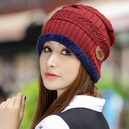 Knit Hat Female Winter ThickeningCap Warm Earmuffscap Head Outdoor Cycling Korean Version Of The Tide Collar Wool Hat - KKscollecation