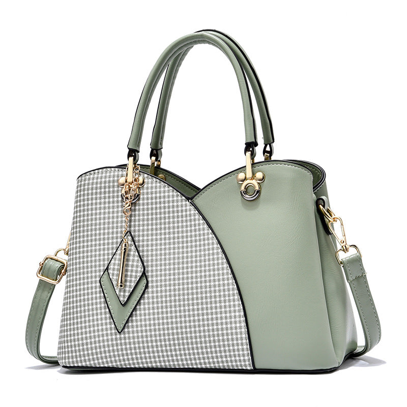 Check Color Block Shoulder Messenger Bag - KKscollecation