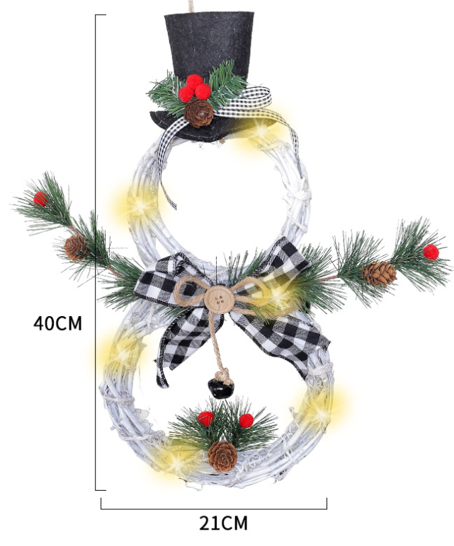 Christmas wreath pendant LED lights garland - KKscollecation