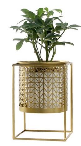 Gold Etched Metal Flower Pot - KKscollecation