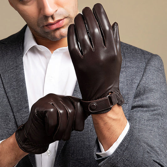 Leather Gloves Men's Winter Warm Sheepskin - KKscollecation