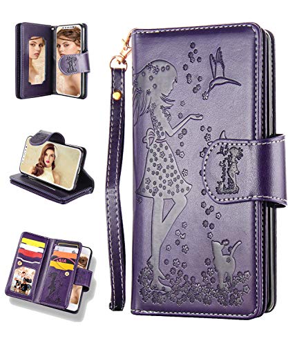 FLYEE Case Compatible with iPhone 12 Pro Max(6.7 inch,2020 Release),Wallet Case for Women and Girls with Card Holder,Detachable 2in1 Case Premium Leather Zipper Flip Case with Wrist Strap-Black - KKscollecation