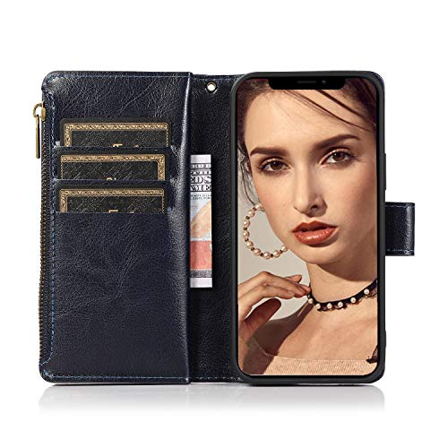 FLYEE Case Compatible with iPhone 12 Pro Max(6.7 inch,2020 Release),Wallet Case for Women and Girls with Card Holder,Detachable 2in1 Case Premium Leather Zipper Flip Case with Wrist Strap-Black - KKscollecation