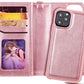FLYEE Compatible with iPhone 12 Pro Max(6.7 inch,2020 Release),Wallet Case for Women and Girls with Card Holder,9 Cards Slots Premium Leather Flip Case [Embossed] Protective with Mirror-Rose Gold - KKscollecation