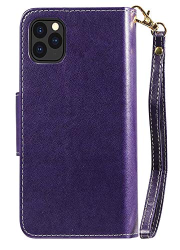 FLYEE Case Compatible with iPhone 12 Pro Max(6.7 inch,2020 Release),Wallet Case for Women and Girls with Card Holder,Detachable 2in1 Case Premium Leather Zipper Flip Case with Wrist Strap-Black - KKscollecation