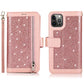 FLYEE Compatible with iPhone 12 Pro Max(6.7 inch,2020 Release),Wallet Case for Women and Girls with Card Holder,9 Cards Slots Premium Leather Flip Case [Embossed] Protective with Mirror-Rose Gold - KKscollecation
