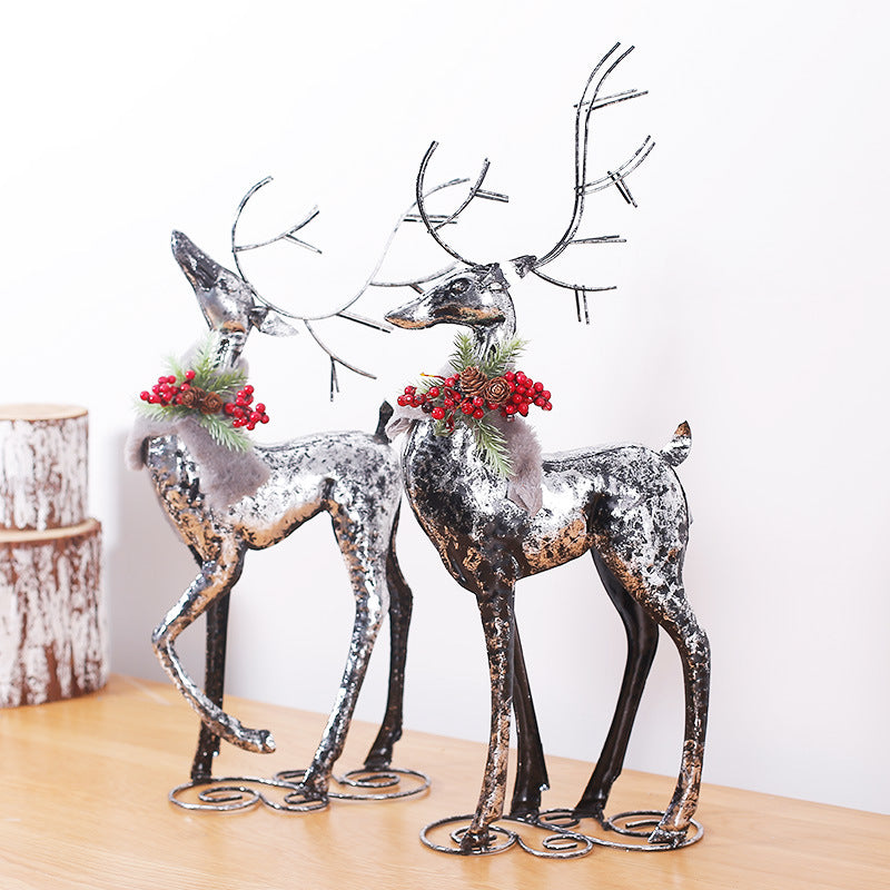 Christmas Retro Wrought Iron Christmas Elk Decoration Desktop Ornaments - KKscollecation