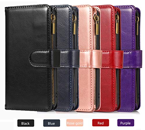 FLYEE Case Compatible with iPhone 12 Pro Max(6.7 inch,2020 Release),Wallet Case for Women and Girls with Card Holder,Detachable 2in1 Case Premium Leather Zipper Flip Case with Wrist Strap-Black - KKscollecation