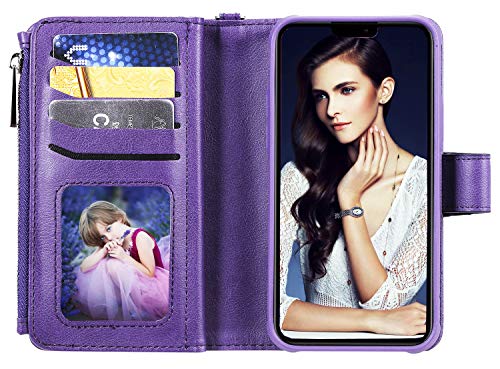 FLYEE Case Compatible with iPhone 12 Pro Max(6.7 inch,2020 Release),Wallet Case for Women and Girls with Card Holder,Detachable 2in1 Case Premium Leather Zipper Flip Case with Wrist Strap-Black - KKscollecation